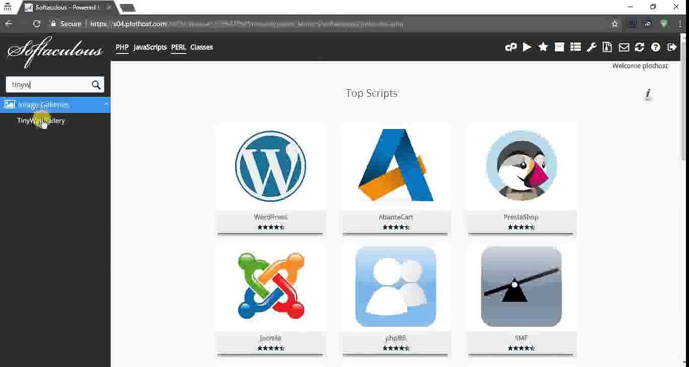 How to install TinyWebGallery from cPanel with Softaculous