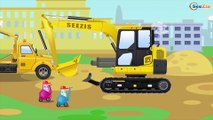 The Yellow Excavator with The Crane - Diggers Cartoon | Cars & Trucks Construction Cartoons Part 2