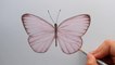 Drawing a light pink Butterfly with colored pencils and copic markers | Emmy Kalia