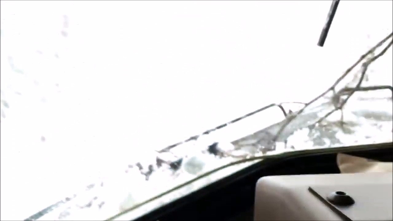 Rien n'arrete ce train de marchandise même pas une tempête de neige!