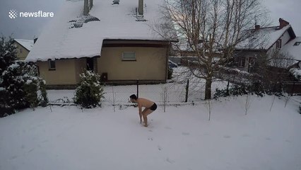 Man 'swims' in thick snow