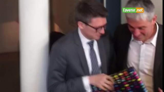 La passation de pouvoir entre Paul Furlan et et Pierre-Yves Dermagne