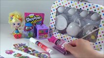Shopkins DIY Tea Set! Shopkins Surprise Egg, Shopkins Qube, Kids Craft Toy Video Paint Shopkins
