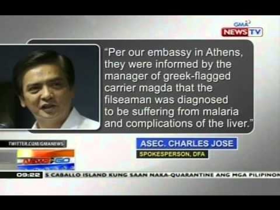 NTG: DFA: Pinoy seaman na nasa ospital sa Greece, walang Ebola