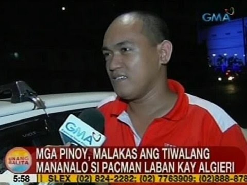 UB: Mga Pinoy, malakas ang tiwalang mananalo si Pacman vs. Algieri
