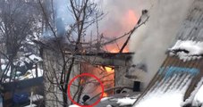 Zonguldak Evinde Çıkan Yangını Kar Atarak Söndürmeye Çalıştı