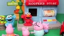 PEPPA PIG Family MOVES to Sesame Street with COOKIE MONSTER Muddy Puddles DisneyCarToys