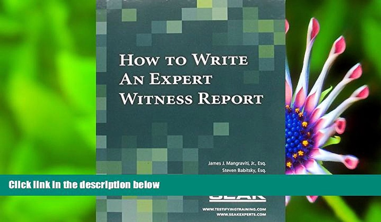 DOWNLOAD EBOOK How to Write an Expert Witness Report James J. Mangraviti For Ipad