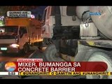 UB: Cement mixer, bumangga sa concrete barrier sa Novaliches