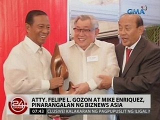 24 Oras: Atty. Felipe L. Gozon at Mike Enriquez, pinarangalan ng BizNews Asia