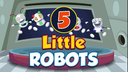 Five Little Robots Jumping on the Bed | Nursery Rhymes For Children | TinyDreams Kids