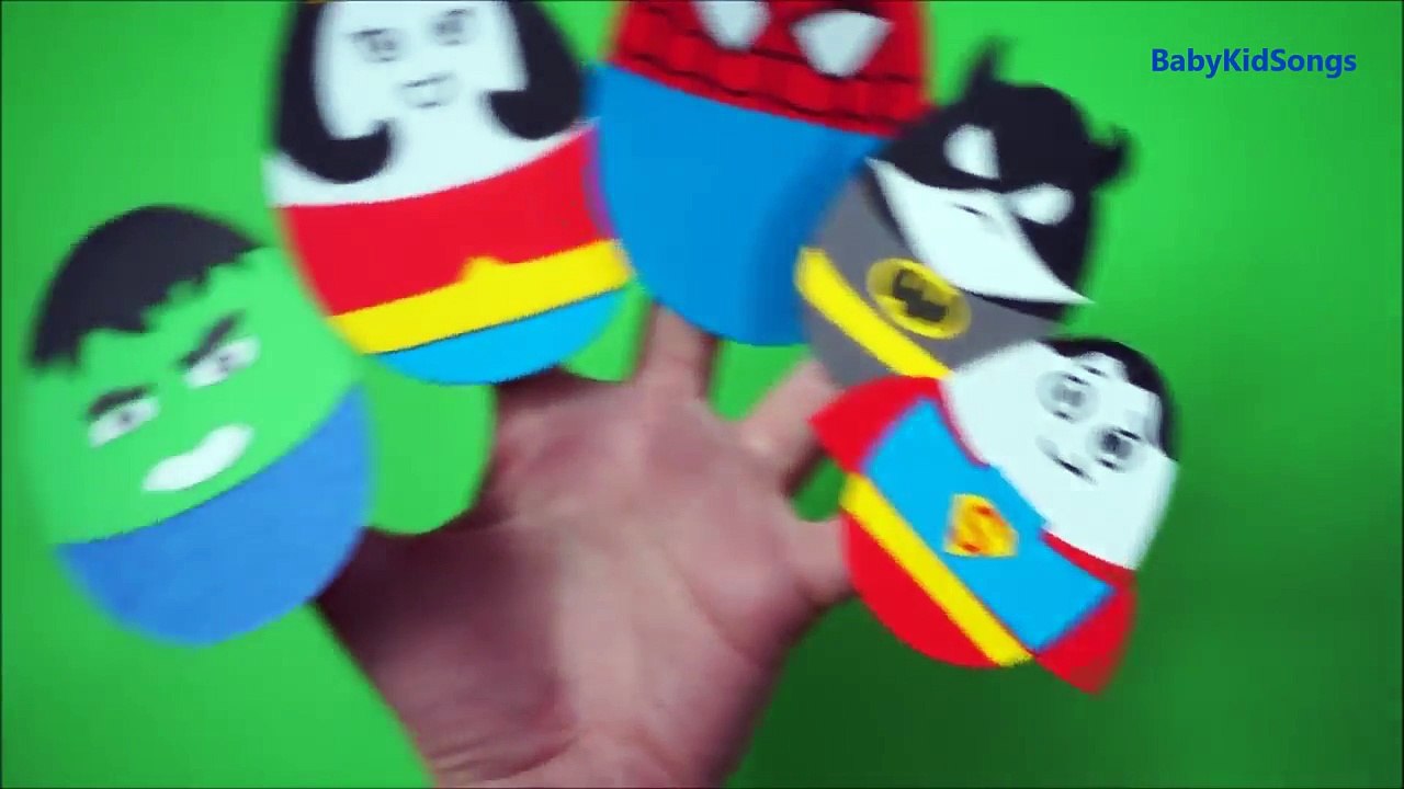 Super Heroes Finger Family Song SuperHeros Egg SpidermanWonderwomanBatman Hulk Superman Family