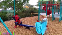 FROZEN ELSA & SPIDERMAN LOSES THEIR HEAD! w/ Maleficent Pink Spidergirl & Joker Hulk Candy Superhero
