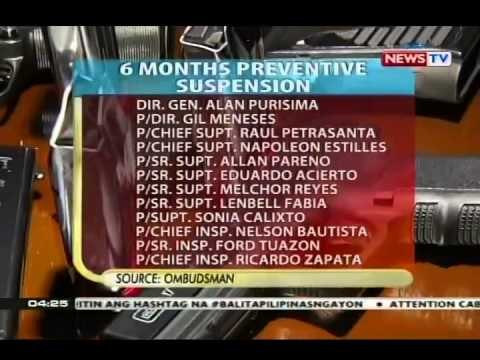 PNP Chief Purisima at iba pang opisyal ng PNP, pinatawan ng 6-month preventive suspension