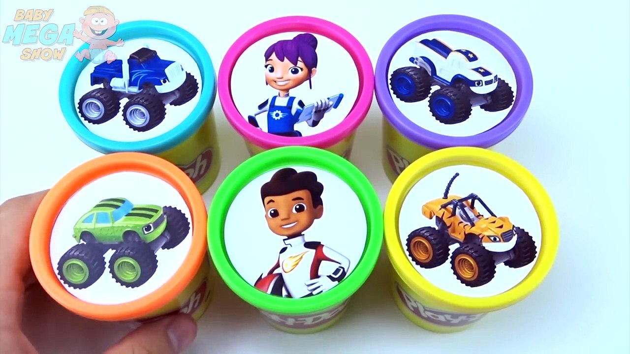 Cups Stacking Surprise Toys Learn Colors Play Doh Clay Blaze and the Monster Machines Truck