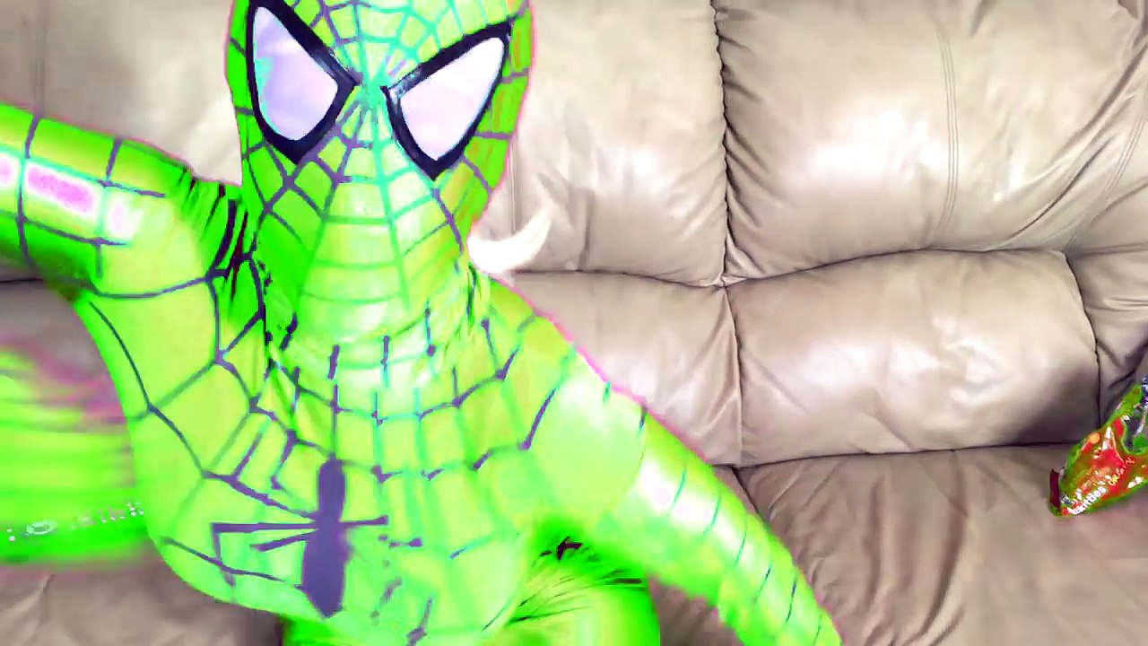 Pink Spidergirl Rainbow Skittles! w/ Joker Spiderman Spidergirl Poo Fart Prank! - Funny Superheroes