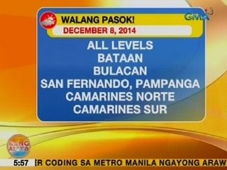 UB: Klase sa lahat ng antas sa Bataan, Bulacan at San Fernando City, kanselado rin ngayong araw