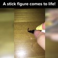 Magic marker stick man comes to life