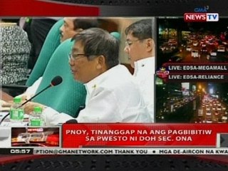PNoy, tinaggap na ang pagbibitiw sa pwesto ni DOH Sec. Ona