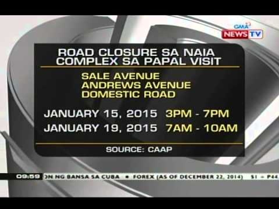 NTG: Road closure sa NAIA complex sa Papal visit, alamin