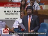 24 Oras: Pacquiao, pinasususpinde ni dating Sen. Saguisag sa pagka-kongresista dahil lagi raw absent