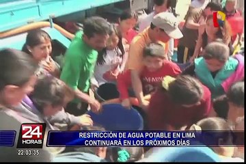 Restricción de agua potable en Lima continuará en los próximos días