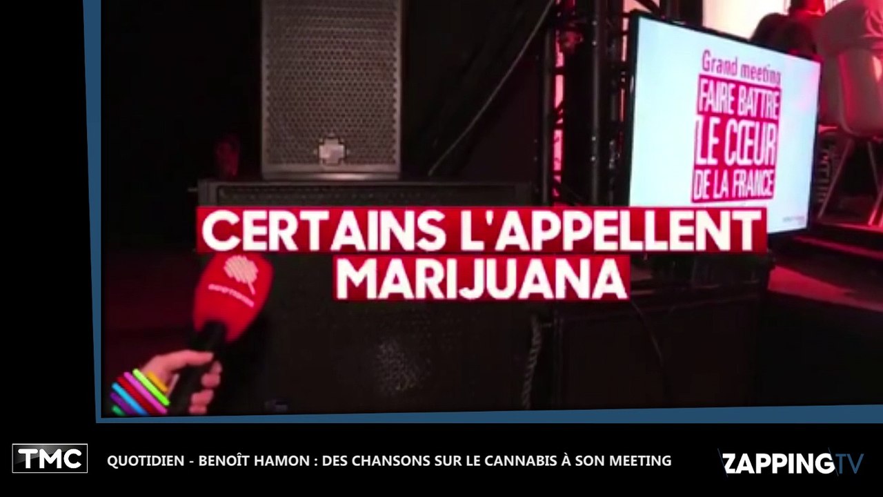 Quotidien - Benoît Hamon : des chansons sur le cannabis à son meeting (Vidéo)