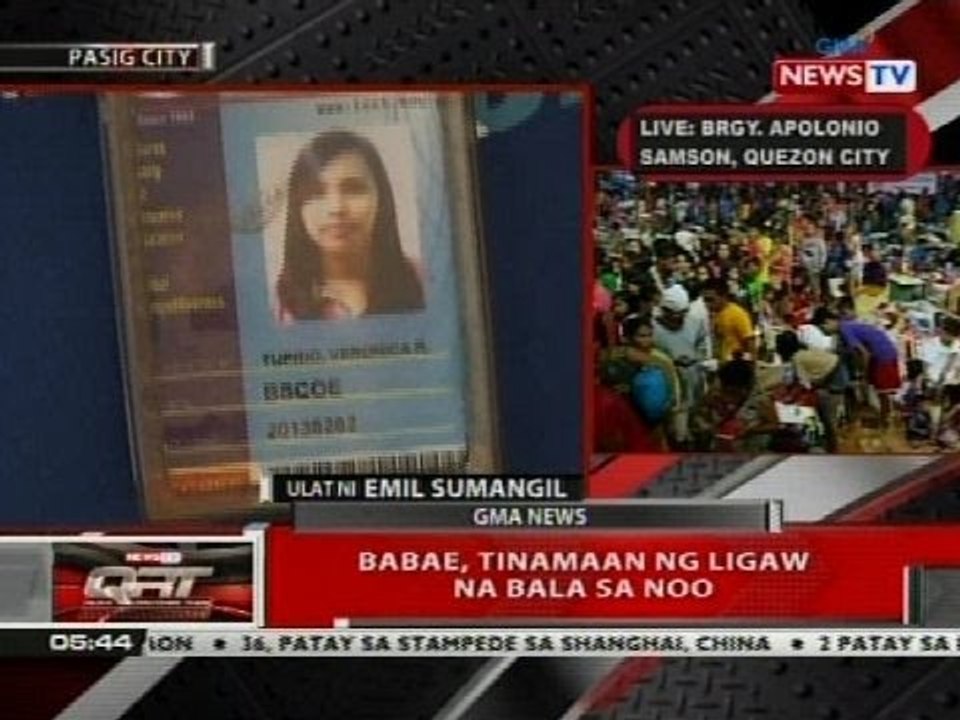 QRT: Babae, tinamaan ng ligaw na bala sa noo