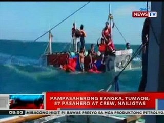 NTVL: Pampasaherong bangka, tumaob; 57 pasahero at crew, nailigtas