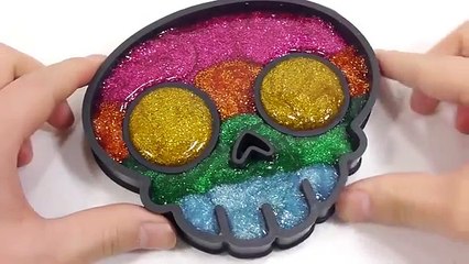 DIY How To Make Manicure Skull Milk Slime Clay Glitter