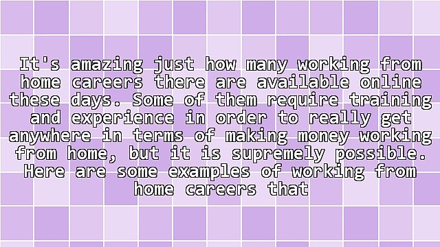 Working From Home Careers