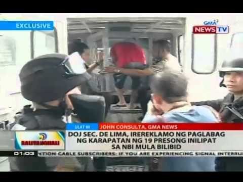 BT: DOJ Sec. de Lima, irereklamo ng paglabag ng karapatan ng 19 presong inilipat sa NBI mula Bilibid