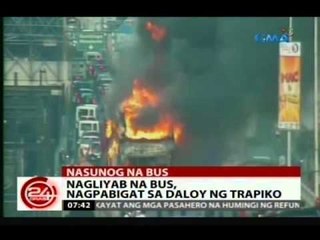24 Oras: Nagliyab na bus, nagpabigat sa daloy ng trapiko, naka-apekto rin sa biyahe ng MRT