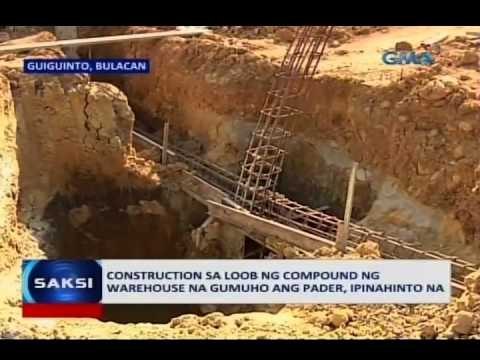 Saksi: Construction sa loob ng compound ng warehouse na gumuho ang pader, ipinahinto na