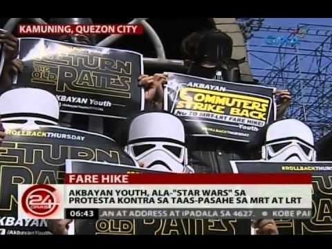 24Oras: Akbayan Youth, ala- Star Wars sa protesta kontra sa taas-pasahe sa MRT at LRT