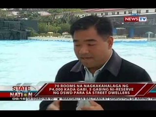 70 rooms na nagkakahalaga ng P4,000 kada gabi, 5 gabing ni-reserve ng DSWD para sa street dwellers