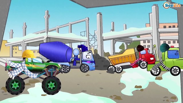 Vinç, Kamyon ve Ekskavatör - Akıllı Arabalar - Eğitici Çizgi Film - İş makineleri