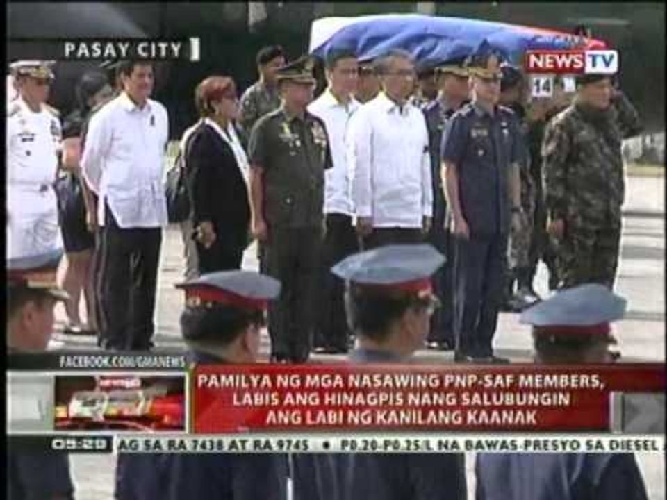 Mga miyembro ng PNP-SAF na napatay sa engkwentro sa Maguindanao, binigyan ng arrival honors