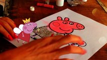 Frozen Elsa drawing sparkling peppa pig challenge superhero in real life
