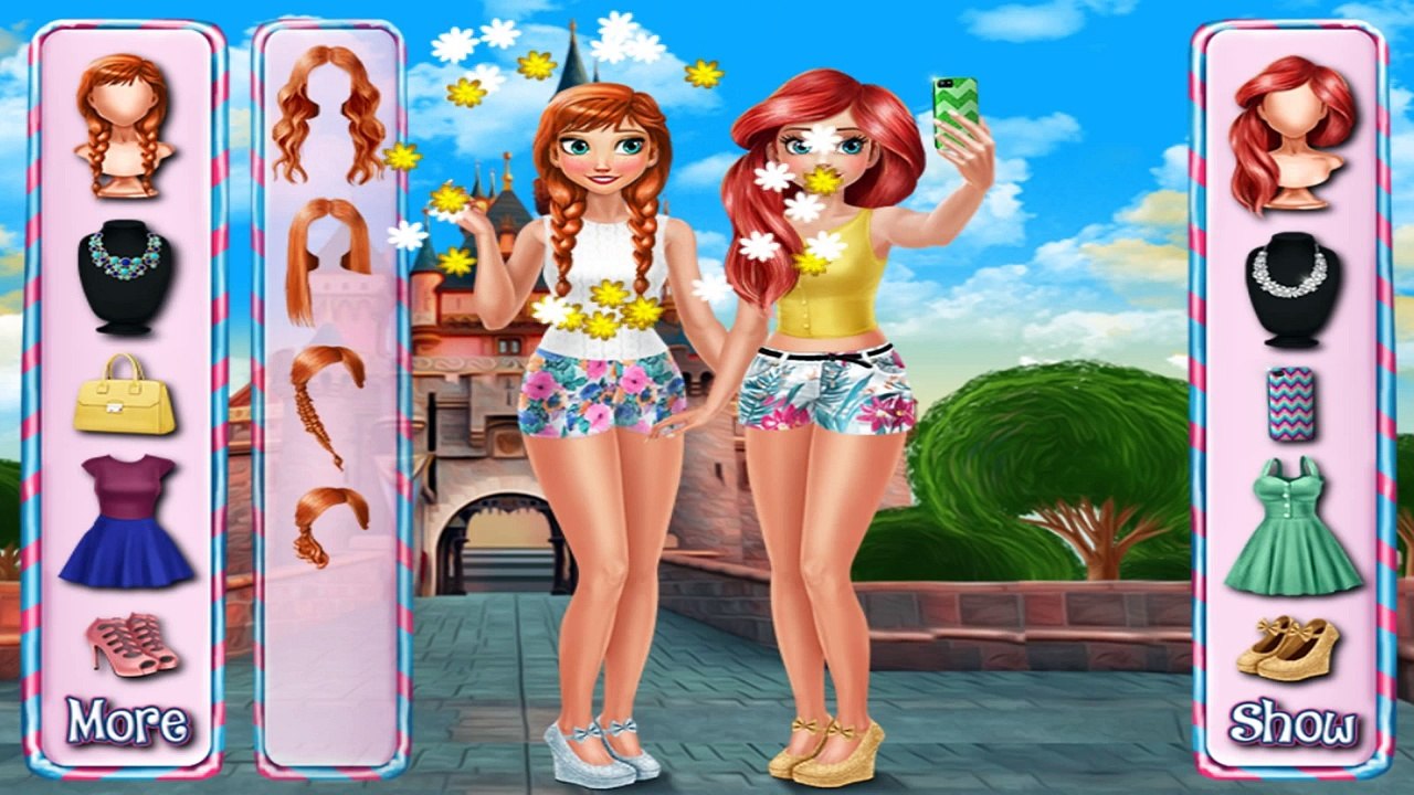 Disney Princesses Anna and Ariel BFF Selfie Time Cartoons Games for Kids