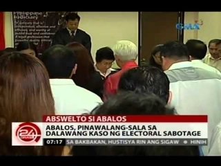24 Oras: Abalos, pinawalang-sala sa dalawang kaso ng electoral sabotage