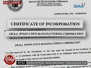 24 Oras: Asawa at anak ni Purisima, incorporator sa isang firearms business