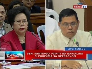 NTVL: Sen. Santiago, iginiit na nakialam si Purisima sa operasyon