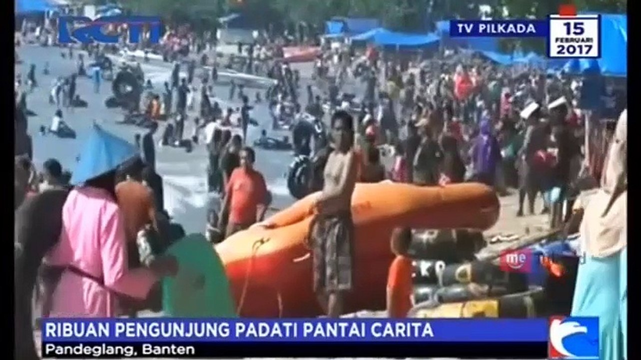 Libur Imlek, Pantai Carita Dipadati Ribuan Pengunjung