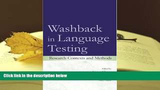Free PDF Washback in Language Testing: Research Contexts and Methods Pre Order