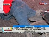 Rider, patay matapos sumemplang at pumailalim sa truck ang kanyang motorsiklo