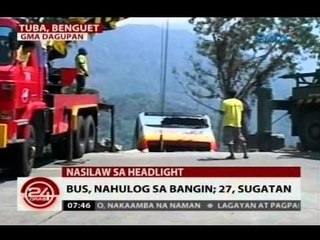 24 Oras: Bus na biyaheng Baguio, nahulog sa bangin; 27, sugatan