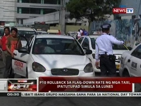 QRT: P10 rollback sa flag-down rate ng mga taxi, ipatutupad simula sa Lunes
