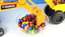 CONSTRUCTION VEHICLES KIDS VIDEO CATERPILAR TOYS DUMPTRUCK DIGGER VEHICLES SCOOP CANDY GUMBALL