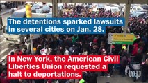 Trump's travel ban prompts angry protests, lawsuits